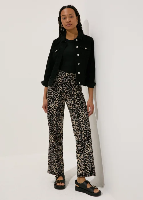 Brown Leopard Print Jeans - 8 Image 1