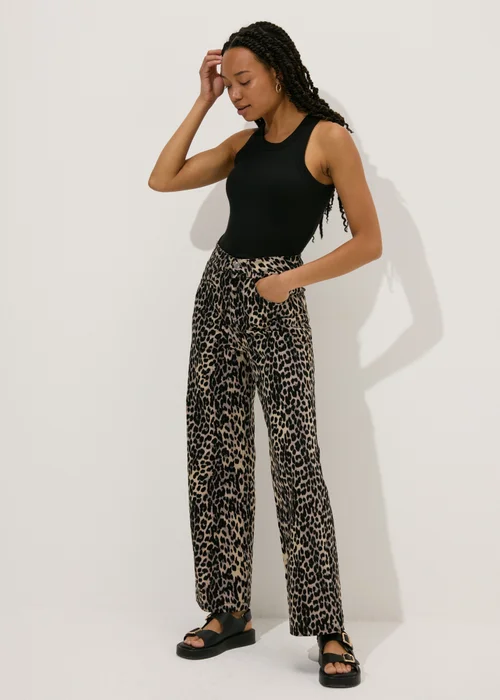 Brown Leopard Print Jeans - 8 Image 4