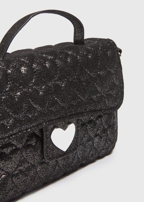 Girls Black Quilted Cross Body Bag - One Size Image 2