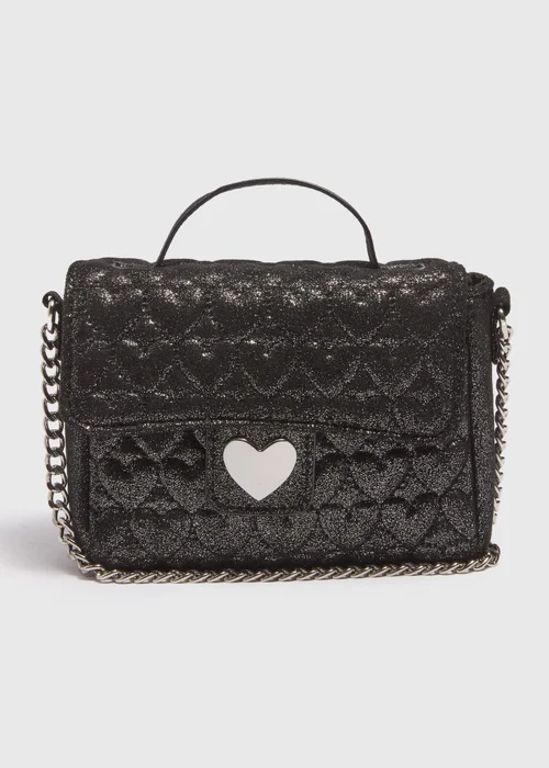 Girls Black Quilted Cross Body Bag - One Size Image 1