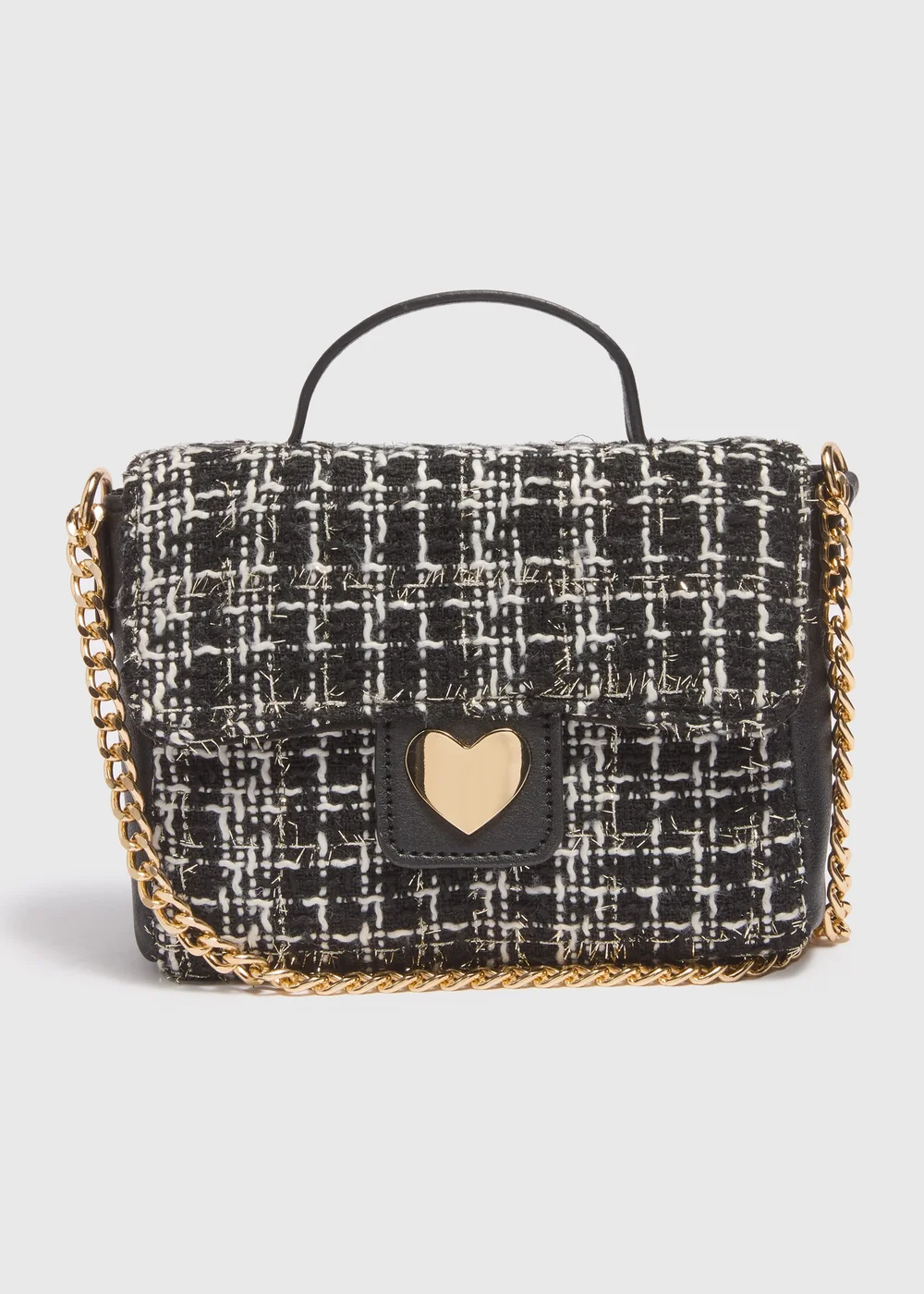 Girls Black Tweed Cross Body Bag - One Size Image 1