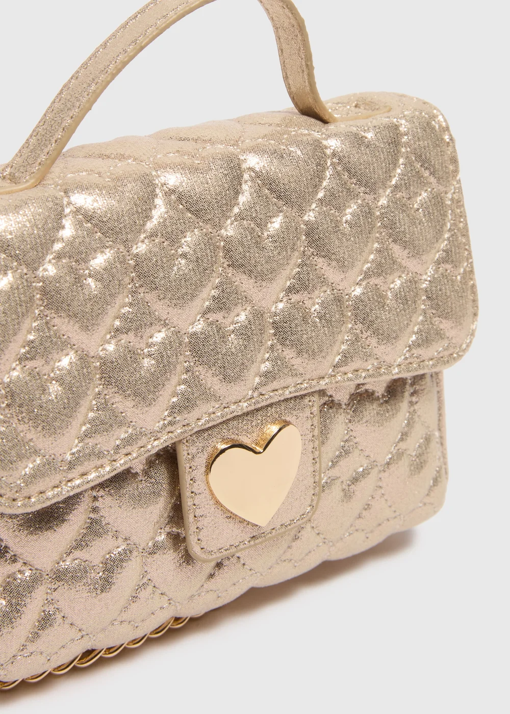 Girls Gold Quilted Cross Body Bag - One Size Image 2