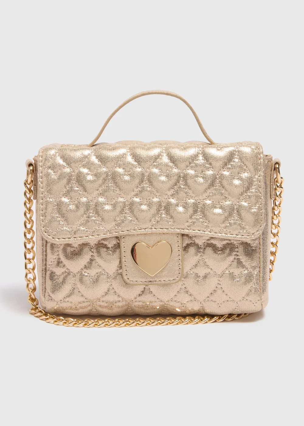 Girls Gold Quilted Cross Body Bag - One Size Image 1