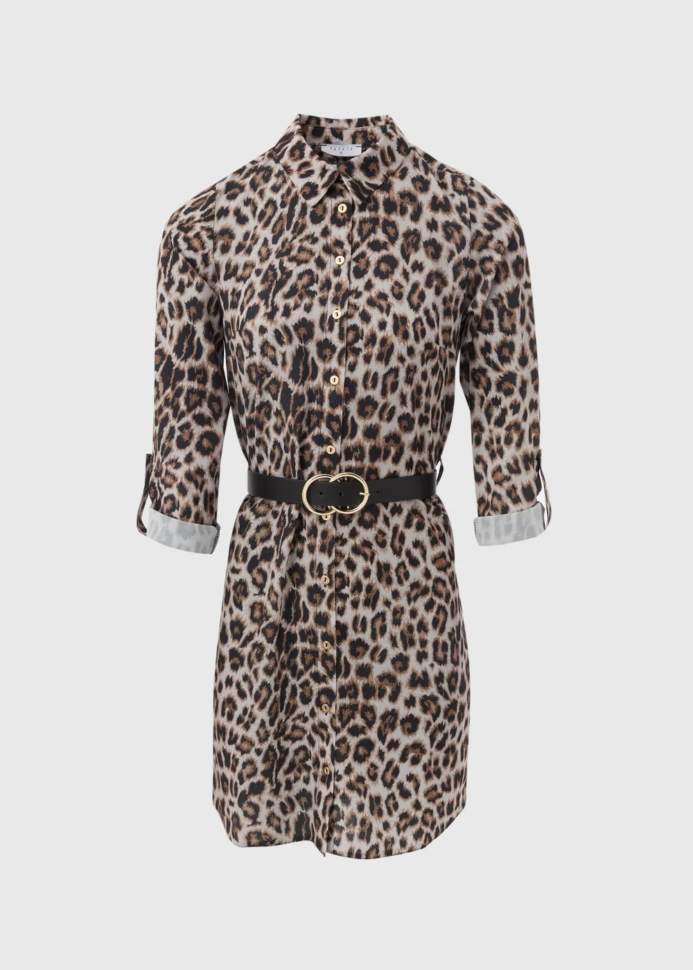 Brown Leopard Belted Shirt Dress - 8 Image 5