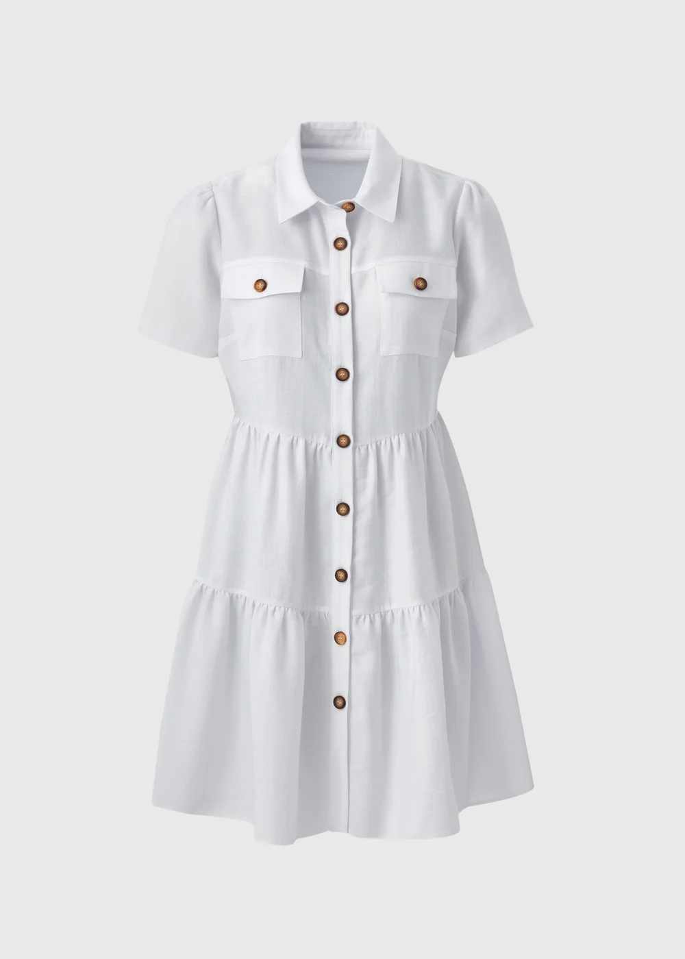 White Tiered Shirt Mini Dress - Size 8 Image 5