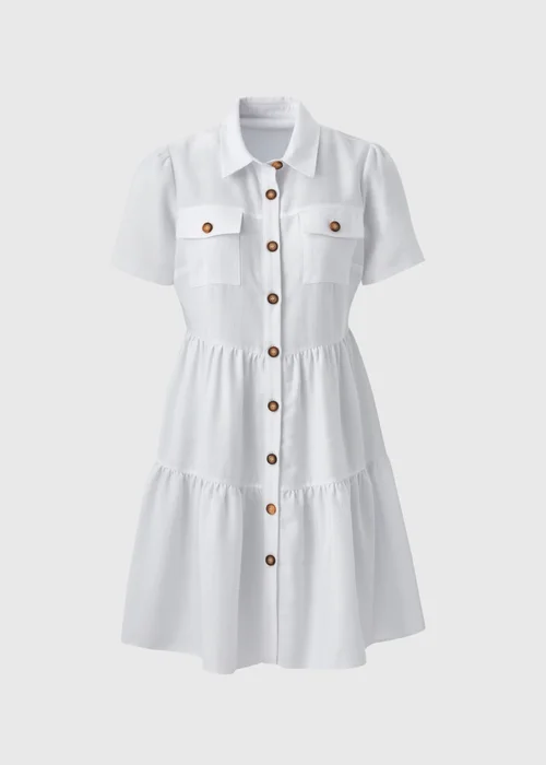 White Tiered Shirt Mini Dress - Size 8 Image 5