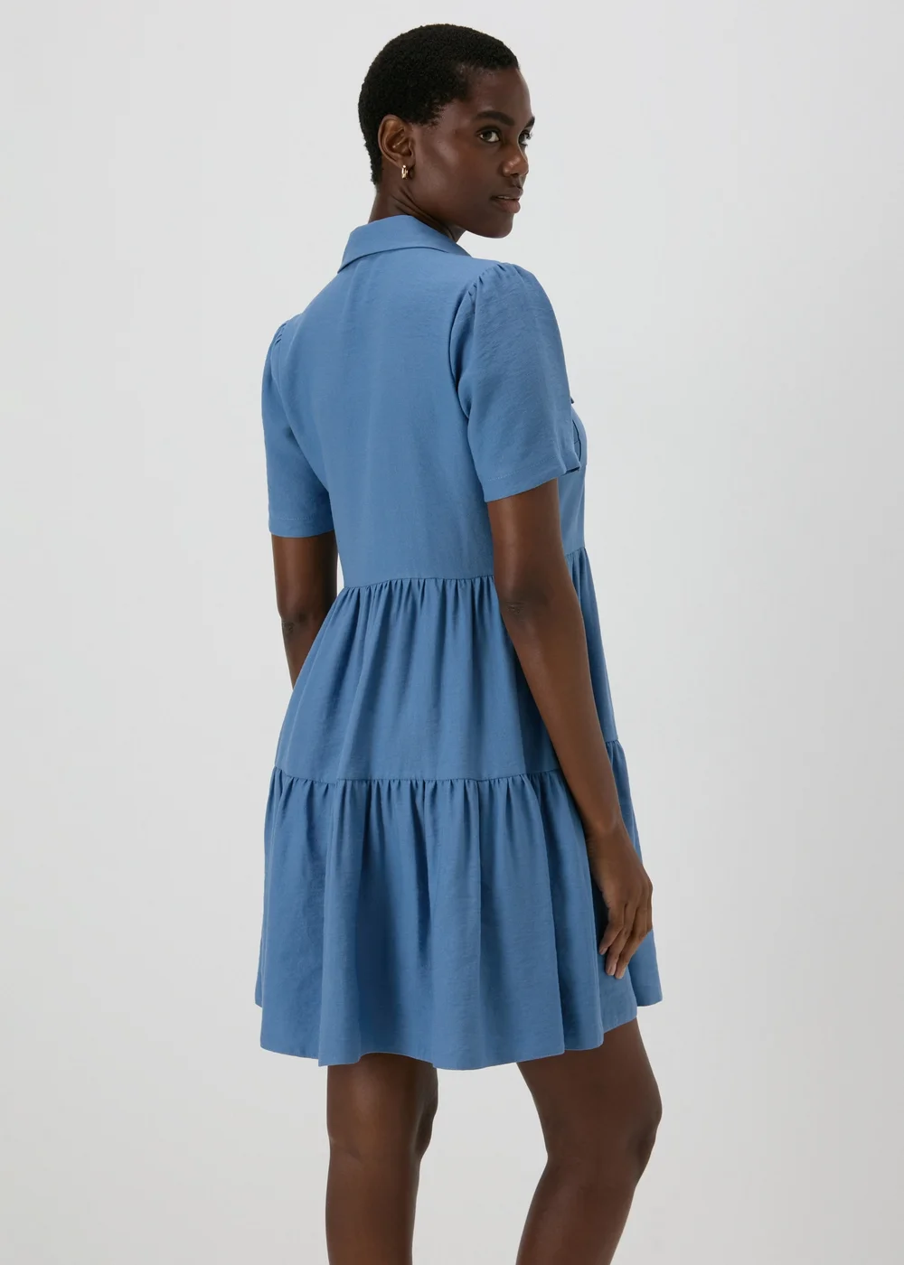 Blue Tiered Shirt Mini Dress - 8 Image 2