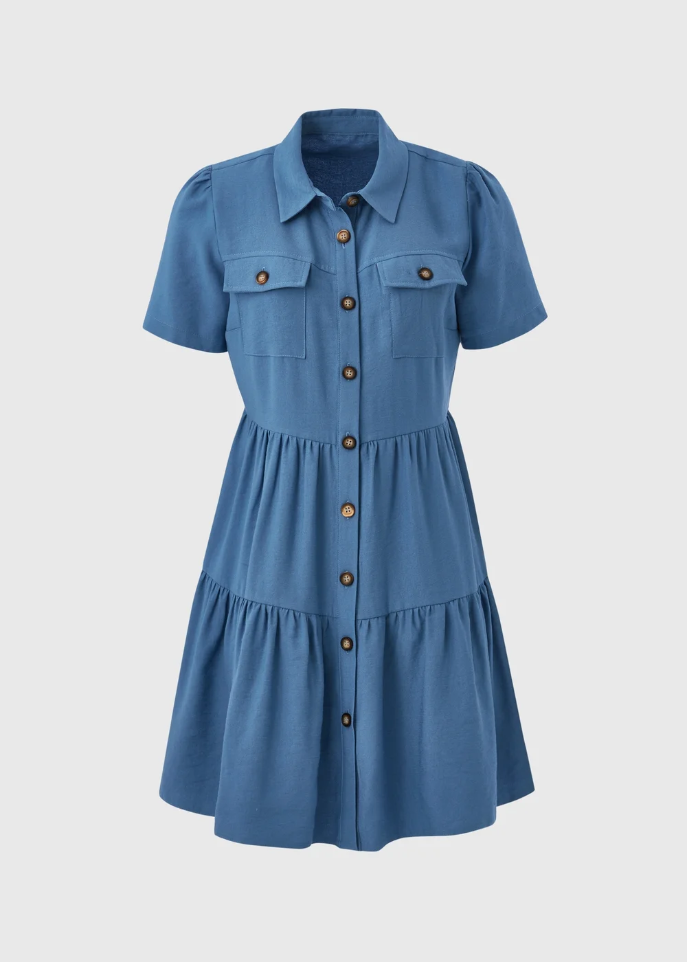 Blue Tiered Shirt Mini Dress - 8 Image 5