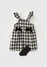 Girls Cream Dogtooth Dress & Pinafore Set (1-7yrs) - 1 to 1 half years Image 1