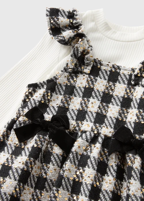 Girls Cream Dogtooth Dress & Pinafore Set (1-7yrs) - 1 to 1 half years Image 2