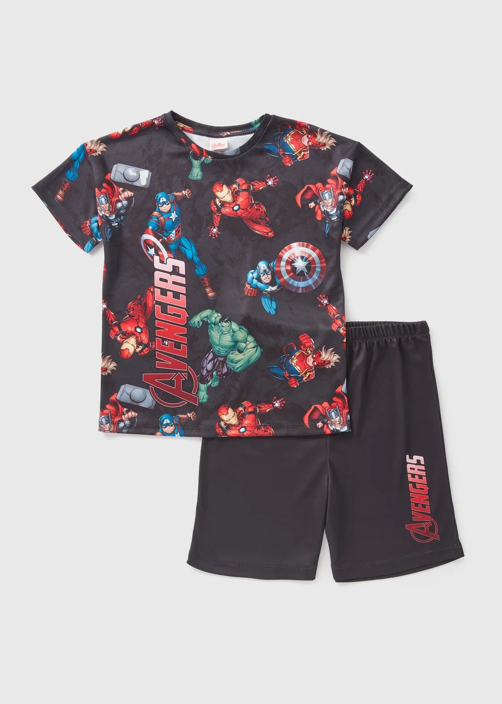 Marvel Avengers Black Top & Shorts Airtex Set (Younger 4-12yrs) - Age 4 Years Image 1