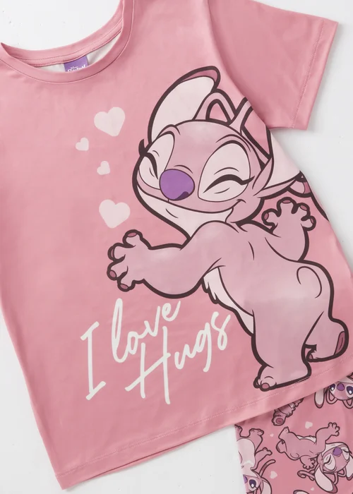 Disney Kids Pink Stitch Top & Shorts Pyjama Set (3-13yrs) - Age 3 Years Image 2