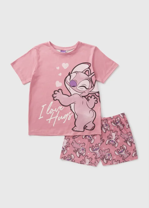 Disney Kids Pink Stitch Top & Shorts Pyjama Set (3-13yrs) - Age 3 Years Image 1