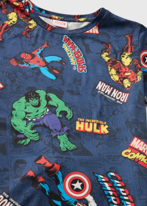 Marvel Kids Navy Avengers Top & Shorts Pyjama Set (3-13yrs) - Age 7 Years Image 2