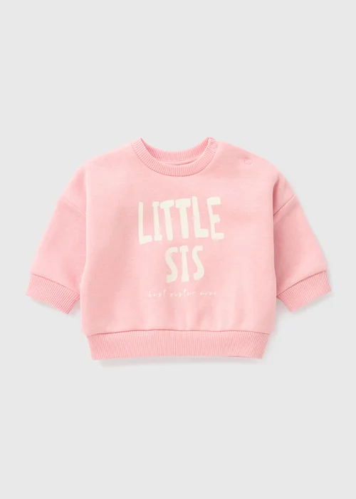Baby Pink Little Sis Sweatshirt (Newborn-23 mths) - 0-3 months Image 1