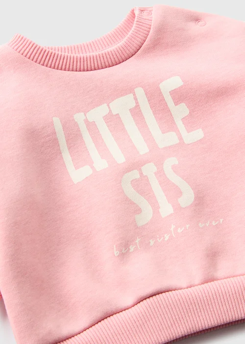 Baby Pink Little Sis Sweatshirt (Newborn-23 mths) - 0-3 months Image 2