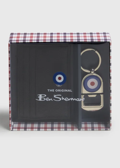 Ben Sherman Black Cardholder & Keychain Set - One Size Image 1
