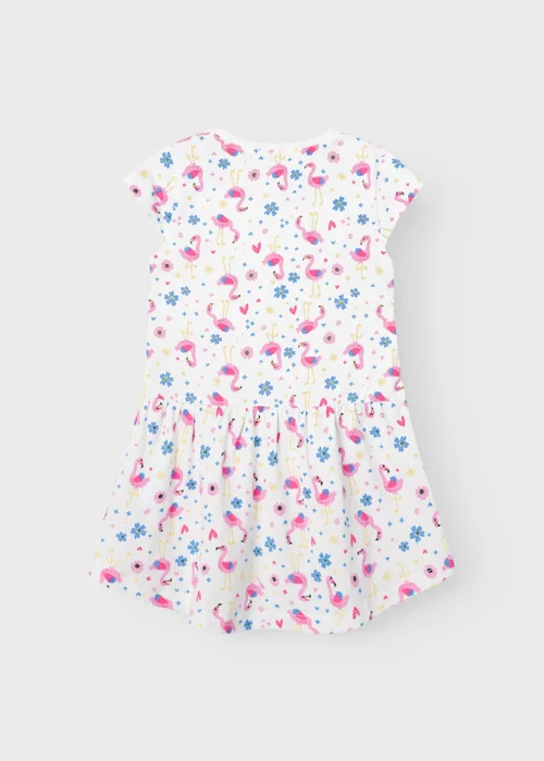 Name It Girls White Flamingo Print Dress (9mths-5yrs) - 9-12 months Image 2