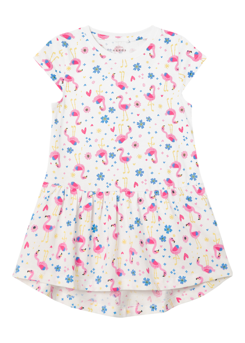 Name It Girls White Flamingo Print Dress (9mths-5yrs) - 9-12 months Image 4