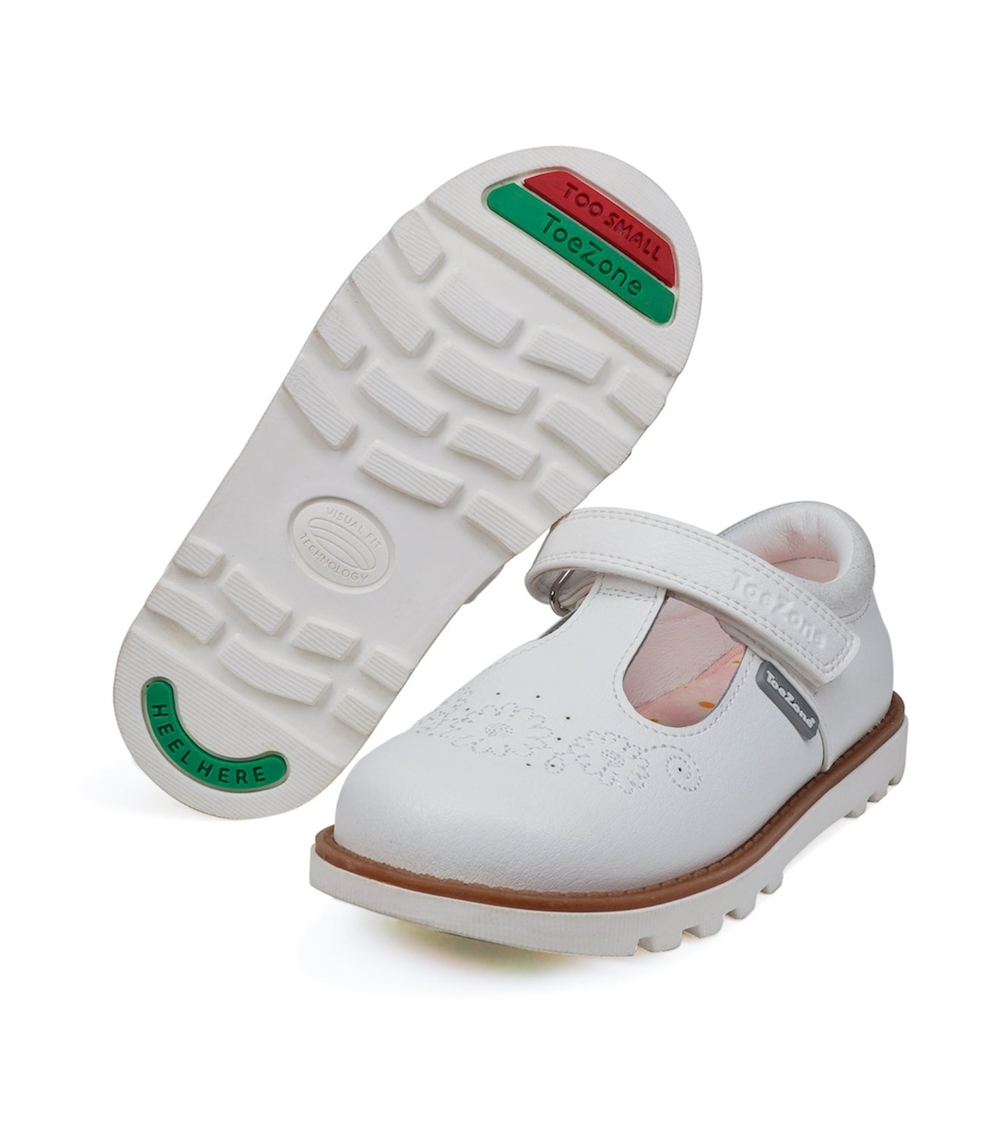 ToeZone White Ivy Summer Shoe (Younger 6- Older 12) - 6 Intants Image 1