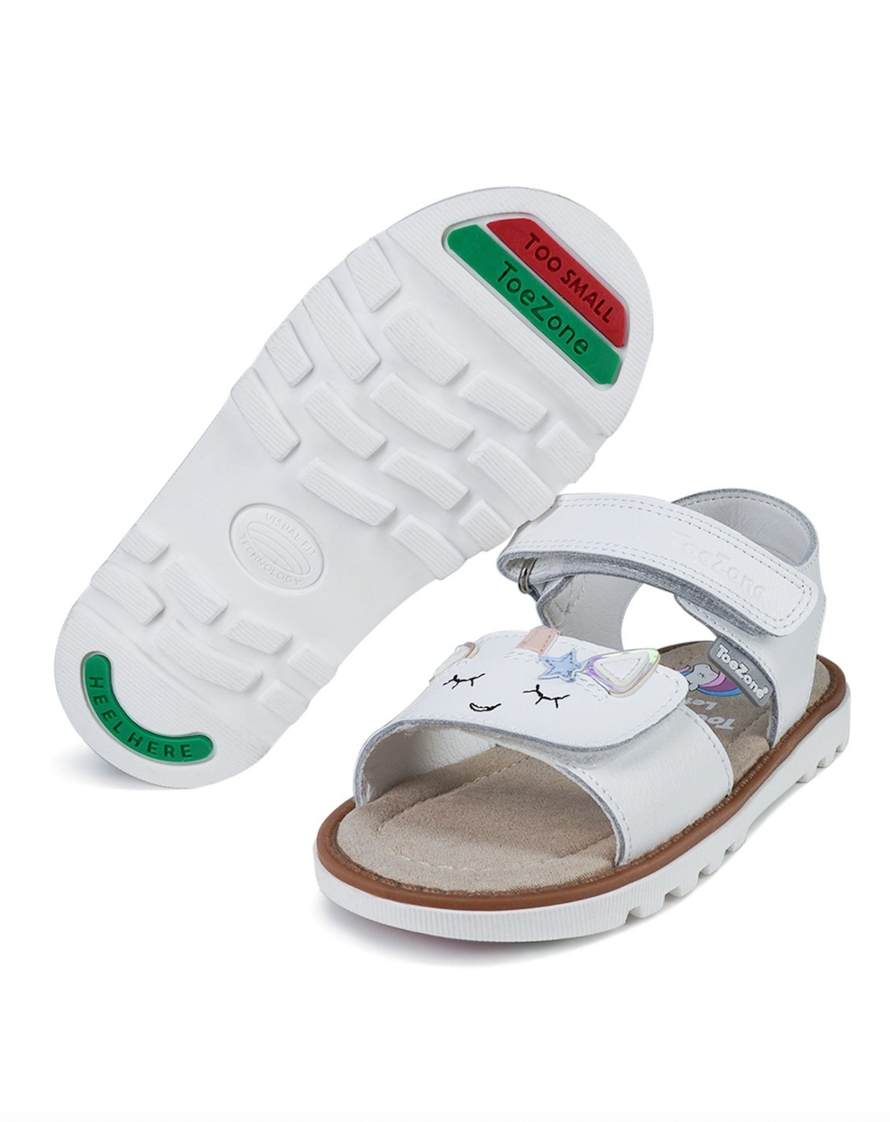 ToeZone White Darcy Unicorn Themed Sandal (Younger 6- Older 12) - Size 7 Infants Image 1