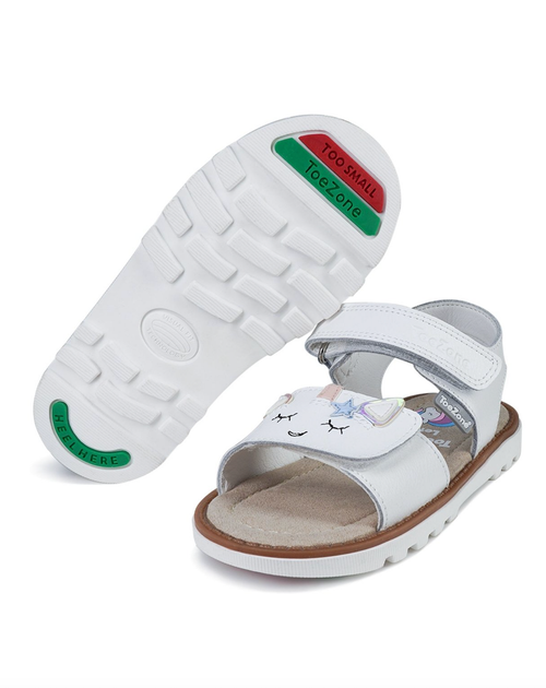ToeZone White Darcy Unicorn Themed Sandal (Younger 6- Older 12) - Size 7 Infants Image 1