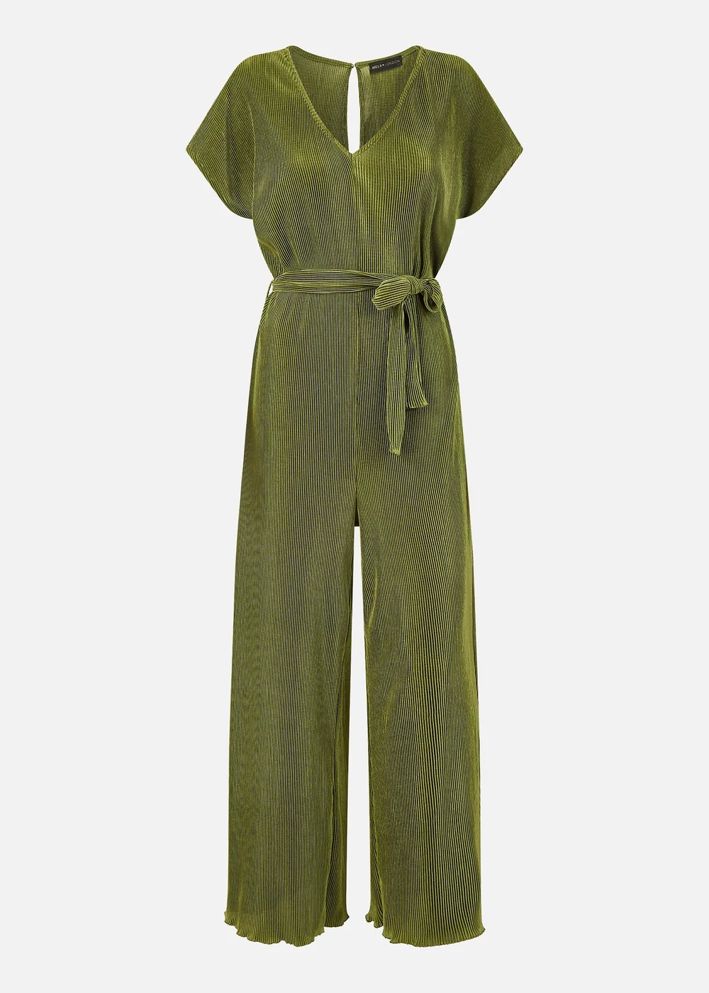 Mela Green Pleated Jumpsuit With V Neck - S Image 3