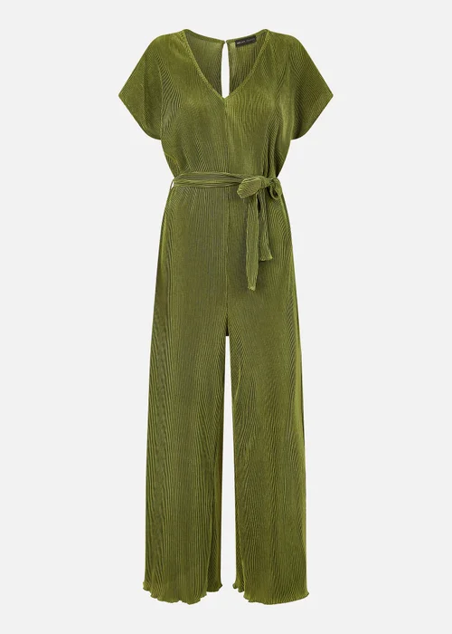 Mela Green Pleated Jumpsuit With V Neck - S Image 3