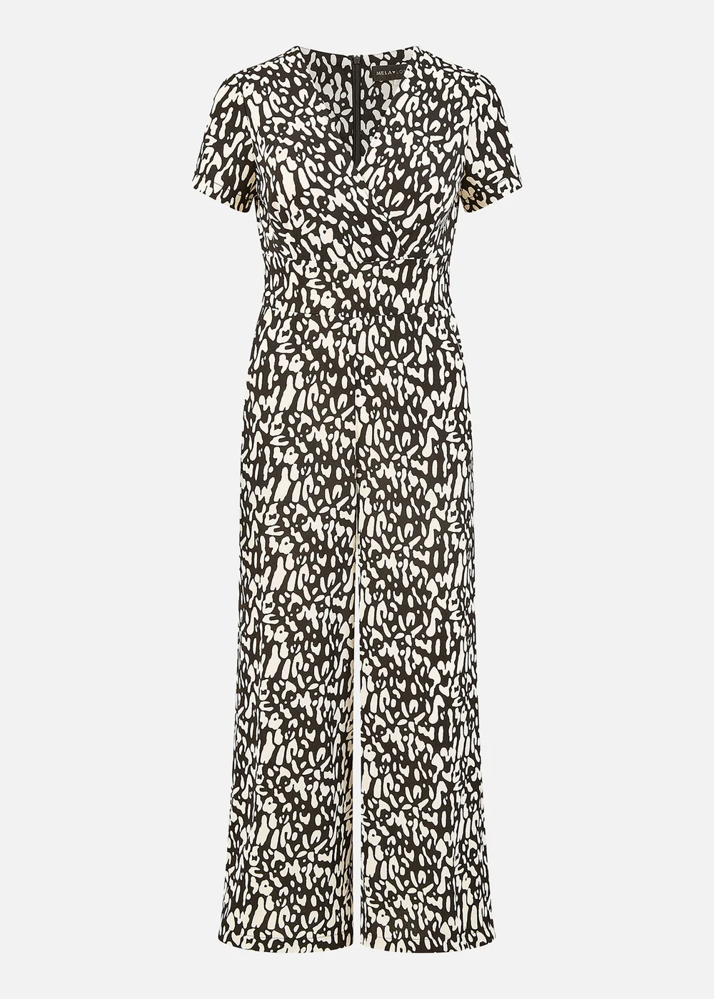 Mela Black And White Wrap Over Stretch Jumpsuit - Size 8 Image 3