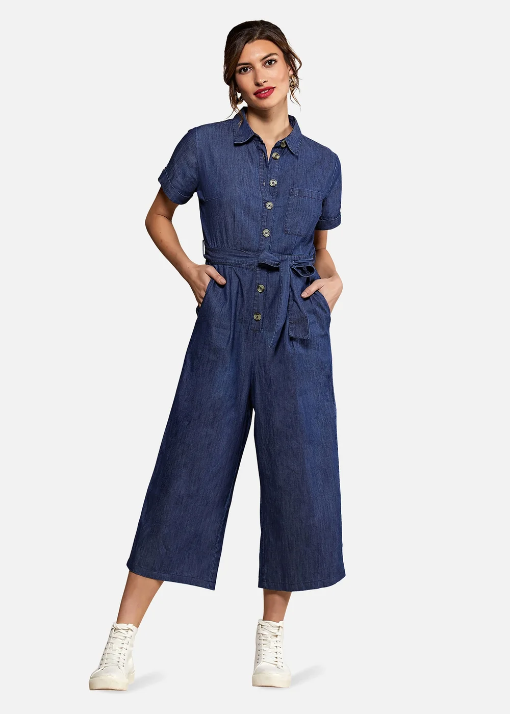 Yumi Navy Cotton Denim Jumpsuit - 8 Image 1