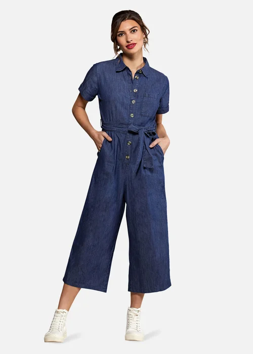 Yumi Navy Cotton Denim Jumpsuit - 8 Image 1