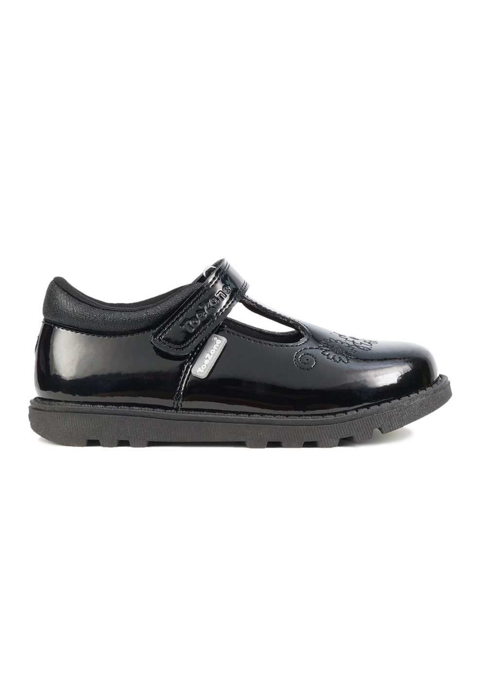 ToeZone Black Laura Flower Detail Shoe (Younger 6- Older 9) - 9 Infants Image 2