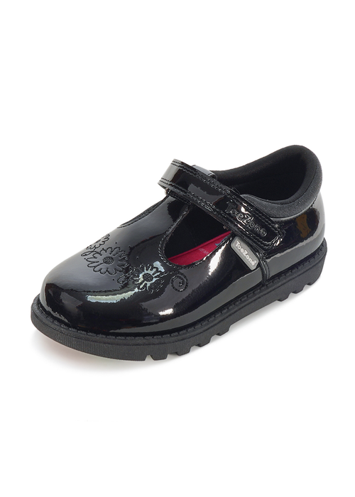 ToeZone Black Laura Flower Detail Shoe (Younger 6- Older 9) - 9 Infants Image 3