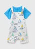 Baby Ecru Nautical Dungaree & T-Shirt Set (Newborn-23mths) - Up to 1 Month Image 1