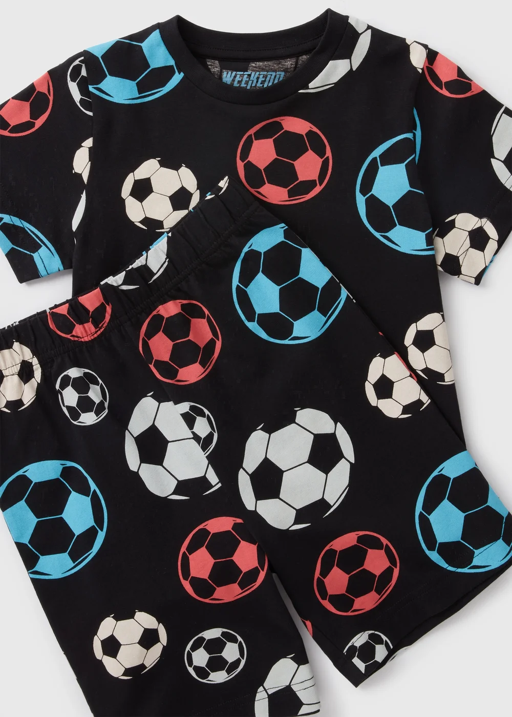 Boys Black Football Top & Shorts Pyjama Set (18mths-13yrs) - Age 18 - 23 Months Image 2