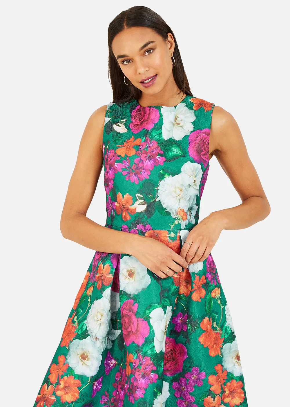 Yumi Green Floral Skater Dress - 8 Image 2