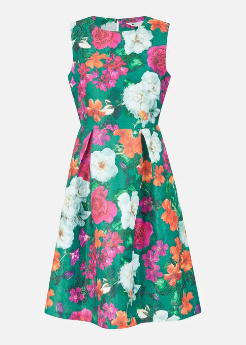 Yumi Green Floral Skater Dress - 8 Image 3