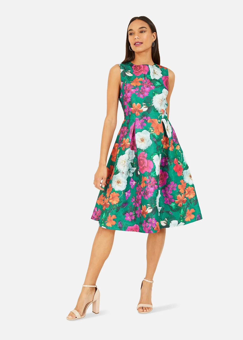 Yumi Green Floral Skater Dress - 8 Image 1