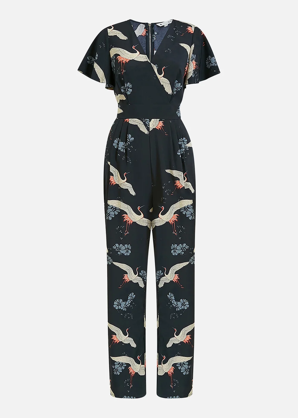 Yumi Black Crane Print Angel Sleeve Jumpsuit - 8 Image 3