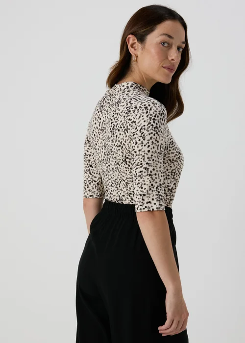 Cream Spot Print High Neck T-Shirt - 8 Image 2