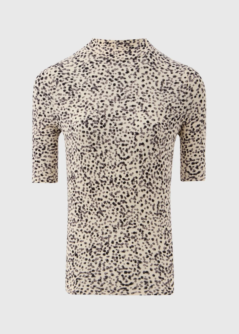 Cream Spot Print High Neck T-Shirt - 8 Image 4