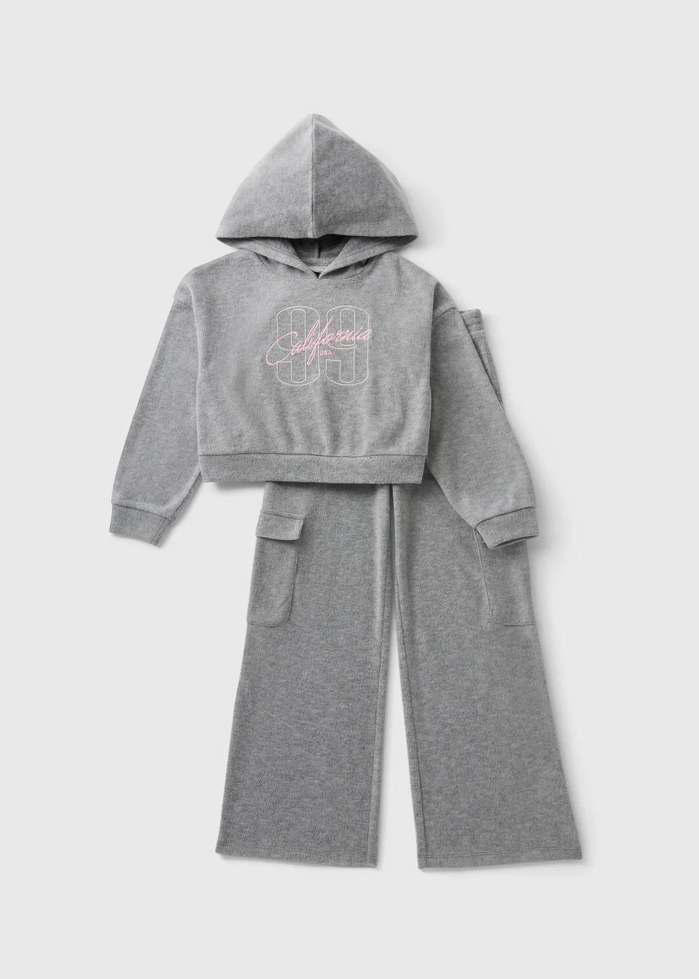 Girls Grey Soft Touch Hoodie & Trouser Set (7-15yrs) - Age 7 Years Image 1