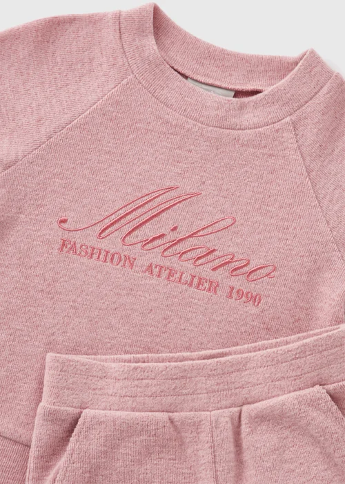 Girls Pink Soft Ribbed Sweatshirt & Jogging Bottom Set (7-15yrs) - Age 7 Years Image 2