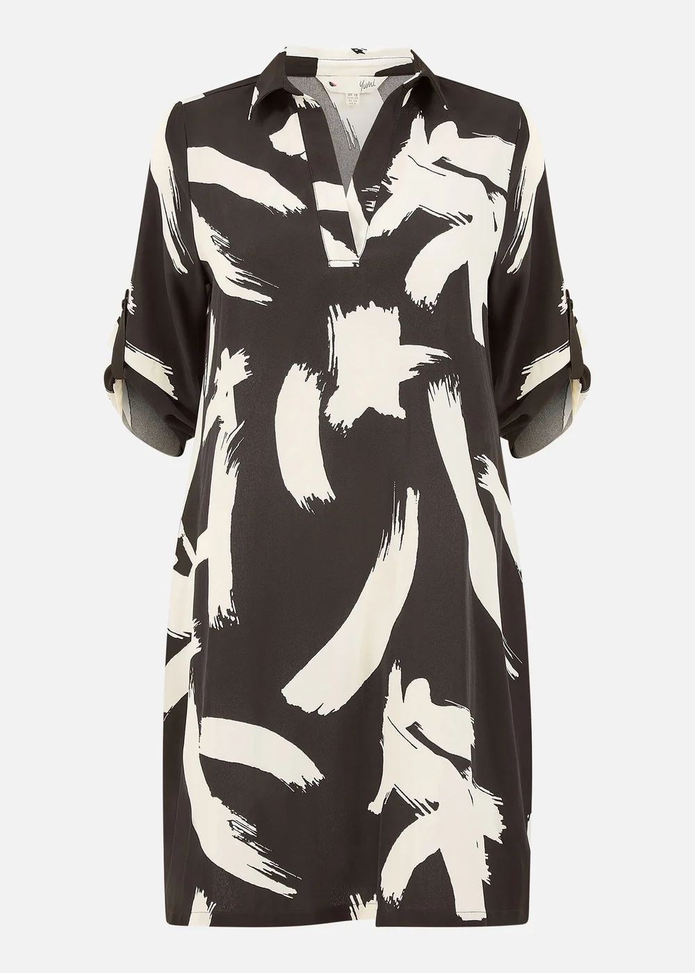 Yumi Black Abstract Print Tunic With Pockets - 8 Image 3