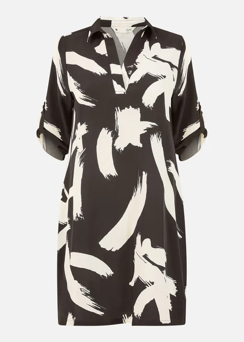 Yumi Black Abstract Print Tunic With Pockets - 8 Image 3