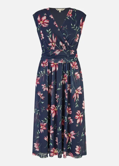 Yumi Navy Floral Print Midi Skater Dress - 26 Image 3