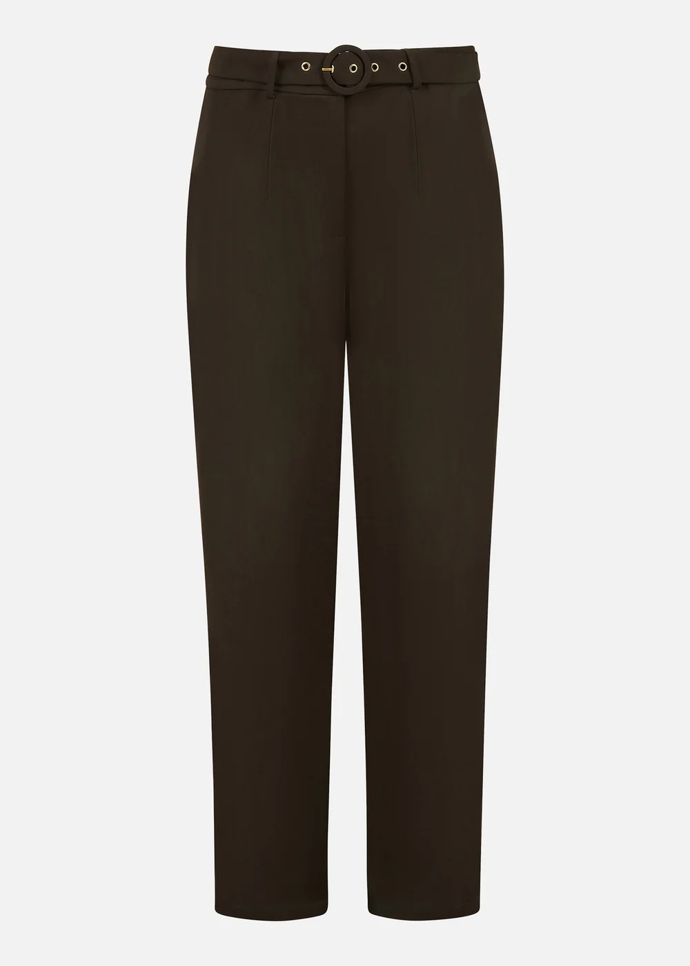 Yumi Black Straight Leg Crepe Trousers With Belt - 8 Image 3