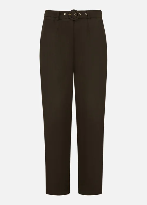 Yumi Black Straight Leg Crepe Trousers With Belt - 8 Image 3
