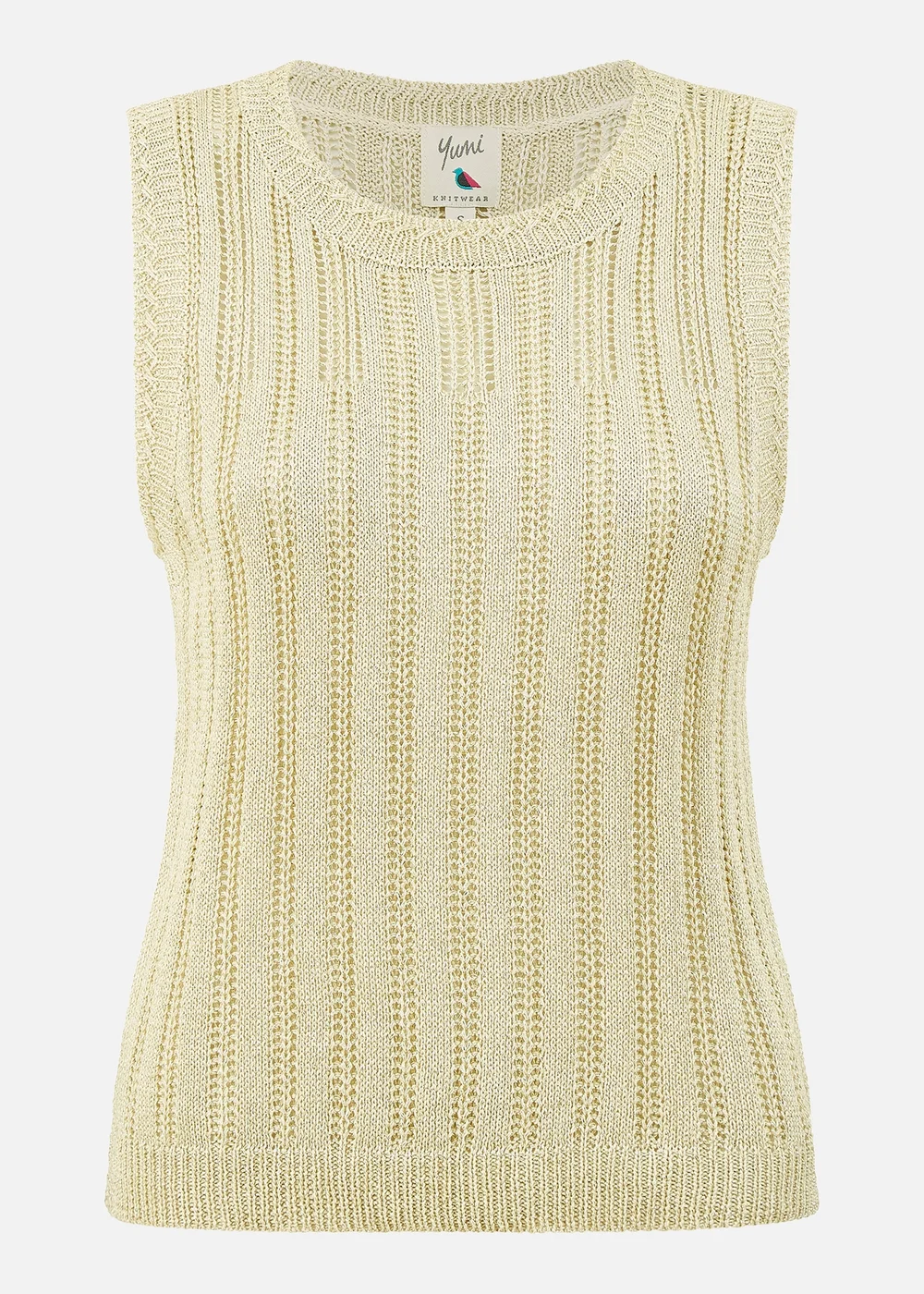 Yumi Gold Metallic Knitted Tank Top - S Image 3