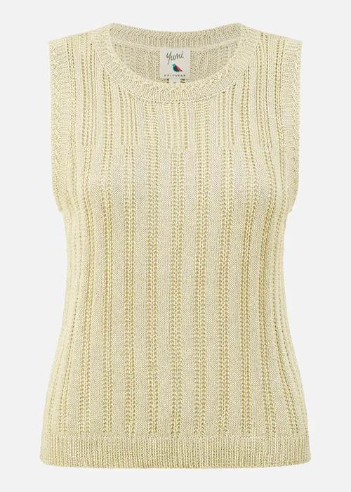 Yumi Gold Metallic Knitted Tank Top - S Image 3